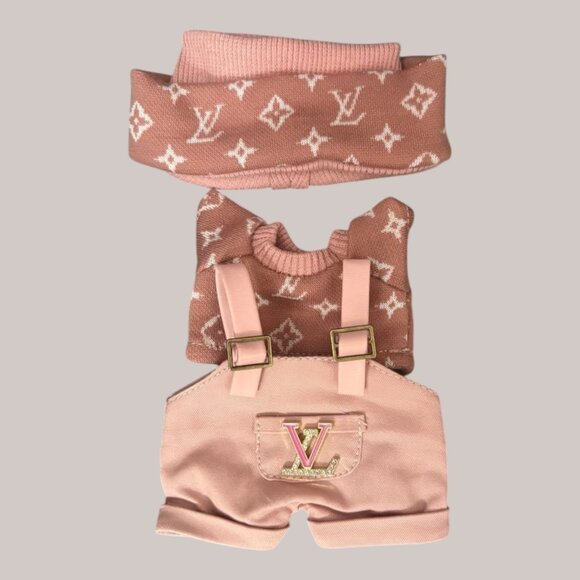 Pink 3 Pieces Overall With Shoes + Purse Fits For Labubu Doll - Picture 4 of 8